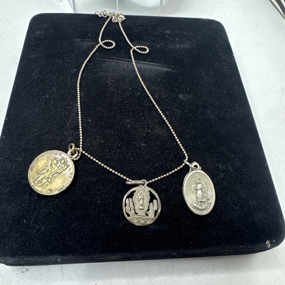 Miraculous Mary Carved 1942 Mexico .720 Silver 20 Centavos Coin St Christop